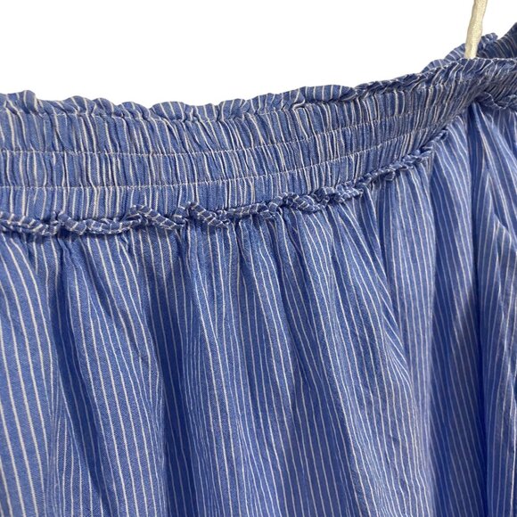 Lilly Pulitzer Moira Off the Shoulder Blue White Striped Blouse Size L - Picture 2 of 8